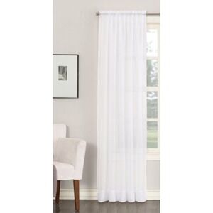 No 918 Emily Sheer Rod Pocket Single Curtain Panel, White 1 Panel 59''LX95"H New
